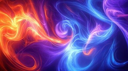 Obraz premium A vibrant abstract background featuring a modern hipster design with swirling fractal flames in shades of blue,