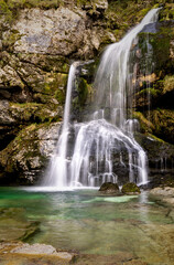 Obraz premium The Slap Virje Waterfall In The Soca Valley, Slovenia
