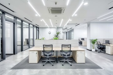 Modern Office Interior with Two Desks