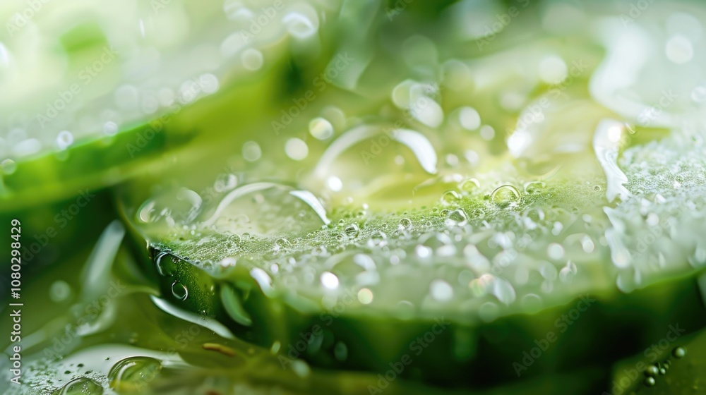Poster a close-up shot of a fresh cucumber slice