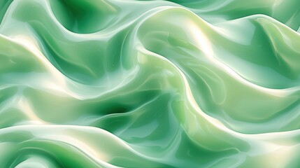 Obraz premium Abstract green satin texture with iridescent waves