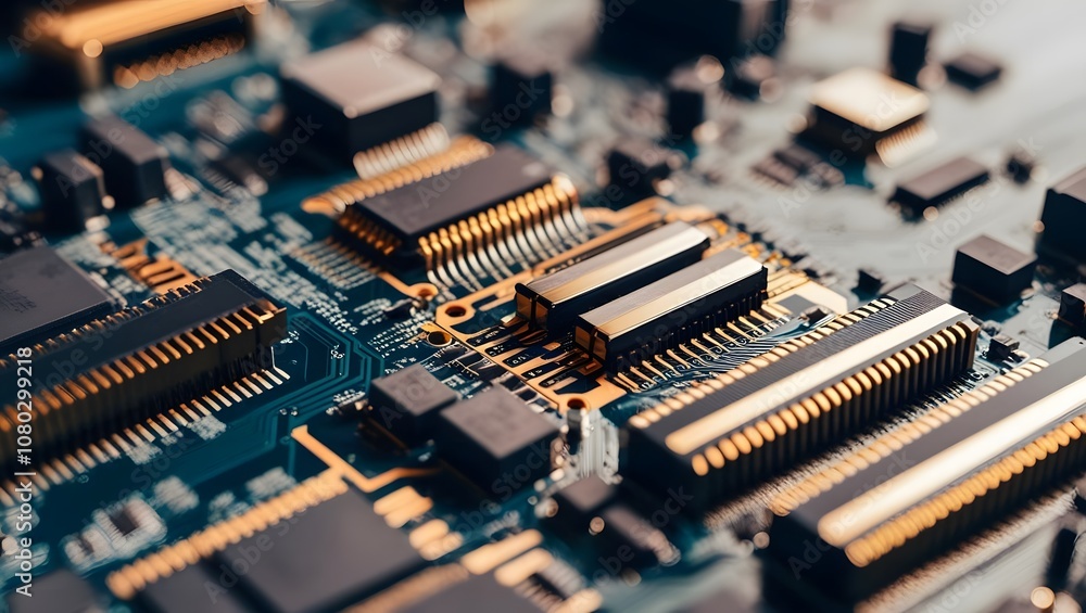 Poster explore the intricate details of a modern circuit board highlighting advanced technology in electron