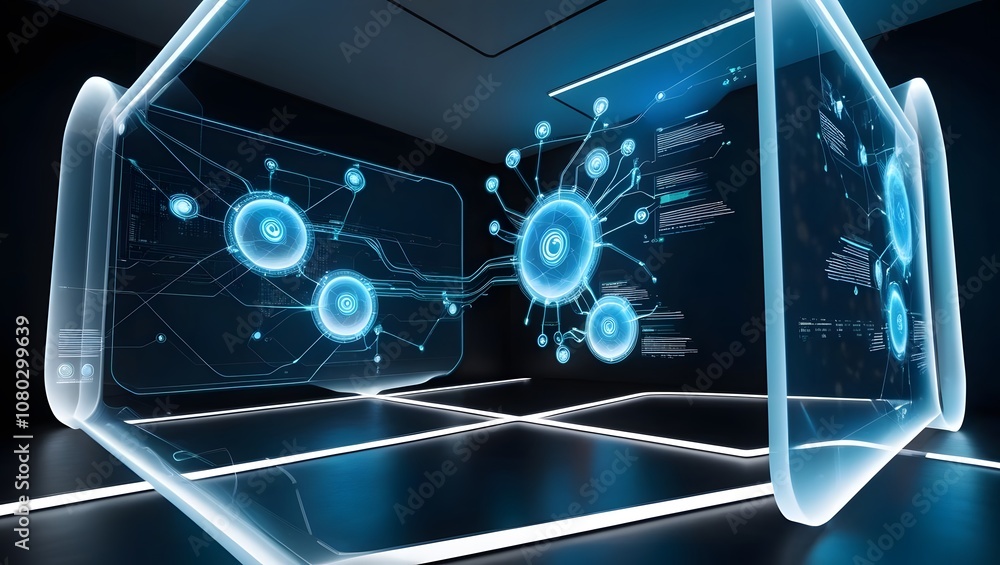 Poster Explore how futuristic technology shapes modern digital experiences with interactive 3d visualizations