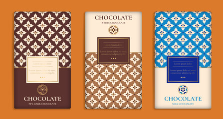 Luxury packaging design of chocolate bars. Vintage vector ornament template. Elegant, classic elements. Great for food, drink and other package types. Can be used for background and wallpaper.