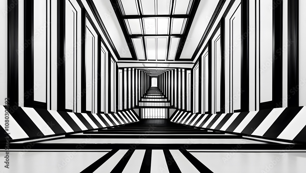 Poster dynamic optical illusion modern architecture abstract design indoor space perspective view visual ar