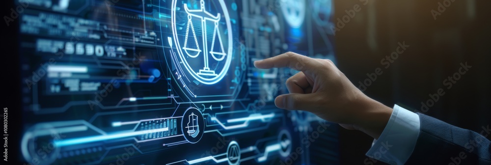 Poster digital justice the fusion of law and technology in modern legal practices explores the intersection