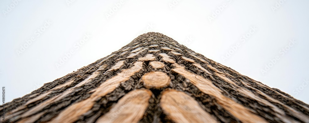 Poster Tree trunk close-up with intricate details against a white background.