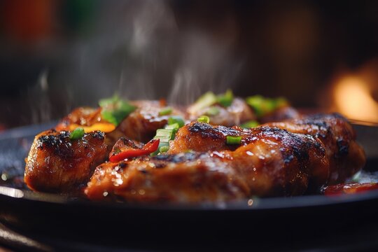 A close-up view of a plate of food, ideal for use in recipes or advertising