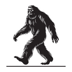 Bigfoot Silhouette Vector Illustration Isolated On White Background