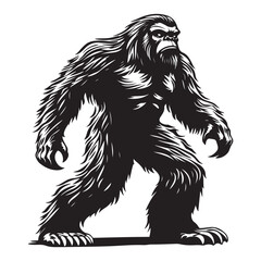 Bigfoot Silhouette Vector Illustration Isolated On White Background