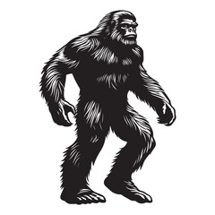Bigfoot Silhouette Vector Illustration Isolated On White Background