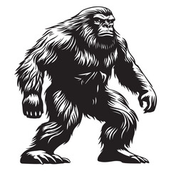 Bigfoot Silhouette Vector Illustration Isolated On White Background
