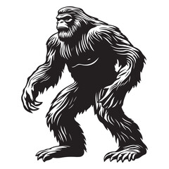 Bigfoot Silhouette Vector Illustration Isolated On White Background