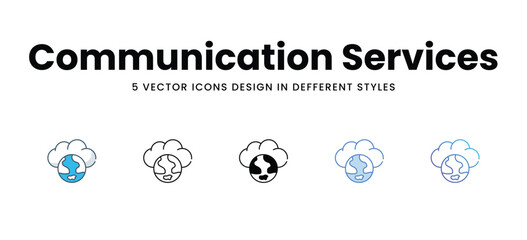 Communication Services vector icons different style vector stock illustration