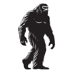 Bigfoot Silhouette Vector Illustration Isolated On White Background