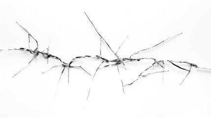 Abstract design of fractured and broken, cracked glass. Isolated cutout template on transparent or white background.