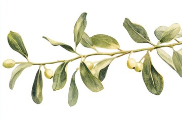 Obraz premium A still life image of an olive branch with green leaves, often used as a symbol of peace and harmony