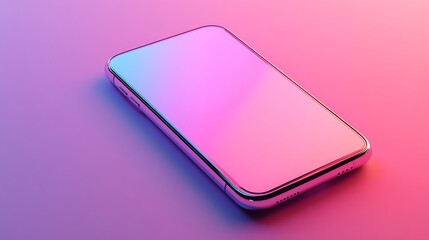 A modern smartphone on a colorful background.