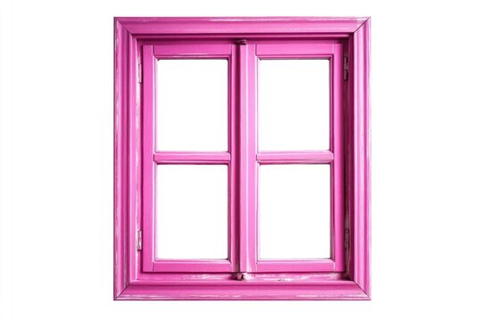 A bright pink window frame on a clean white background