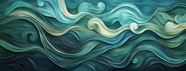 Fototapeta premium Abstract Waves in Blue and Green Paint Strokes.