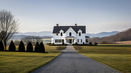 Obraz premium Nashville country estate with rolling pastures and private recording studio, modern Tennessee luxury farmhouse