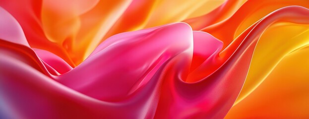 Obraz premium Bright Flowing Silk Fabric in Red, Pink, and Orange.