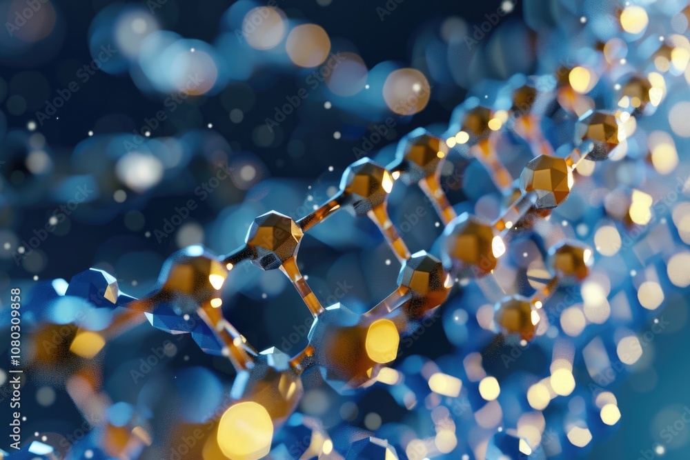 Poster high-magnification view of dna molecule's double helix structure
