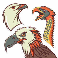 full color Set 12 of Head animals , white background