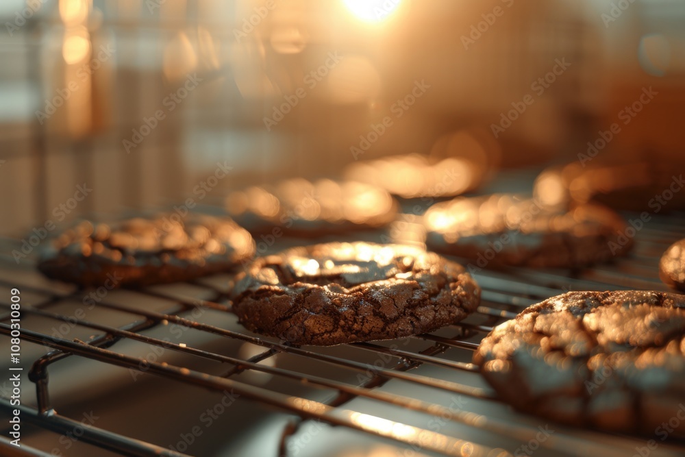 Poster assorted cookies displayed neatly on a rack