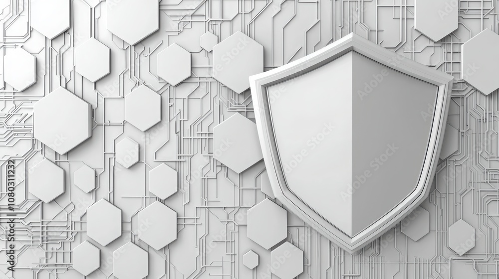 Aufkleber create a detailed digital shield symbol featuring a unique hexagonal pattern for enhanced visual app