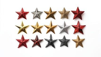 Obraz premium Collection set of different christmas tree stars isolated on white backgraund