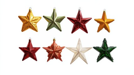 Obraz premium Collection set of different christmas tree stars isolated on white backgraund