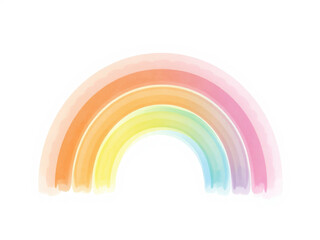 soft watercolor rainbow featuring pastel colors, including pink, orange, yellow, and green, creating serene and cheerful atmosphere