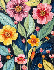 Oil painting . Artistic brush strokes. Botanical illustration for printing on wall decorations.