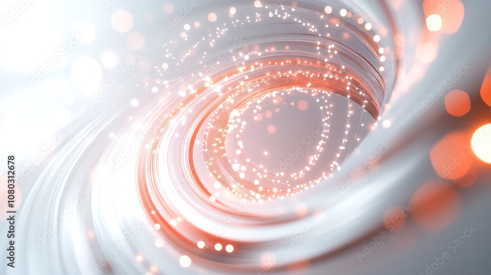 Poster showcasing a series of luminous quantum bits arranged in a circular pattern,
