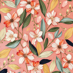 Botanical pattern for printing on wall decorations, covers. Artistic brush strokes.