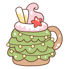 Groovy christmas dessert. Vector illustration.