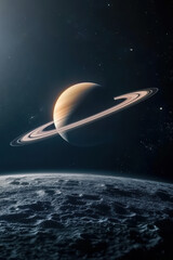 Saturn planet solar system with stars