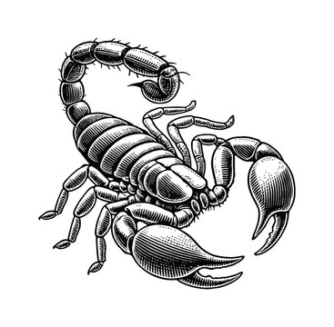 recommend clip art: scorpion engraving black and white outline