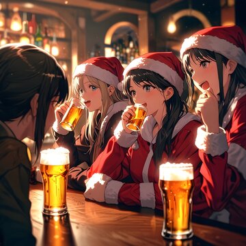 group of people in a bar