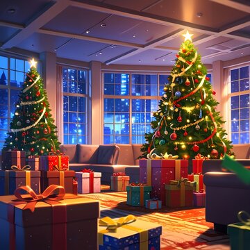christmas tree and gifts