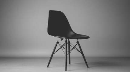 Minimalist Black Modern Dining Chair on White Background