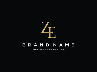 letter ZE logo design vector template
