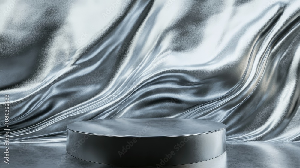 Poster modern metallic stage with fluid silver background creating an elegant and sophisticated atmosphere 