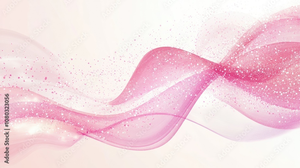 Poster abstract flowing waves with sparkles in soft pink tones creating a dreamy and ethereal atmosphere id