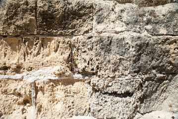Stone wall detail at thermes of Antoninus Pius at Carthage. Ruins of Antoninus Pius thermal Baths at Carthage, Tunisia - UNESCO World Heritage Site.