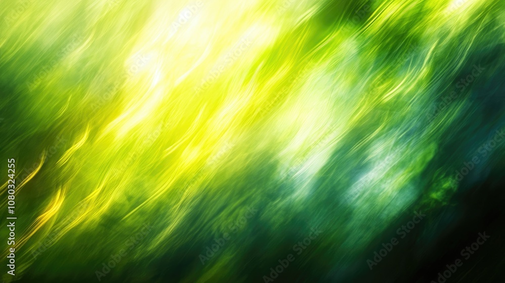 Poster abstract representation of sunlight filtering through lush green foliage creating an ethereal backgr