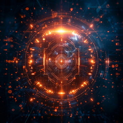Obraz premium cinematic visualization a glowing strong shield protecting digital assets