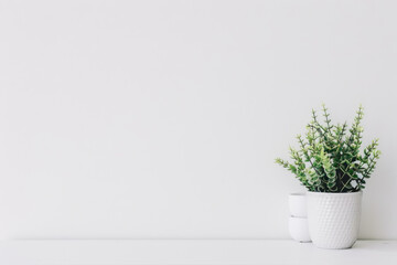 home office workspace. Freelance work, business workplace. Light aesthetic hygge space with wooden chair, table