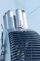 Ship funnel at MSC Musica cruise ship. The MSC Musica is the first Musica-class cruise ship built...